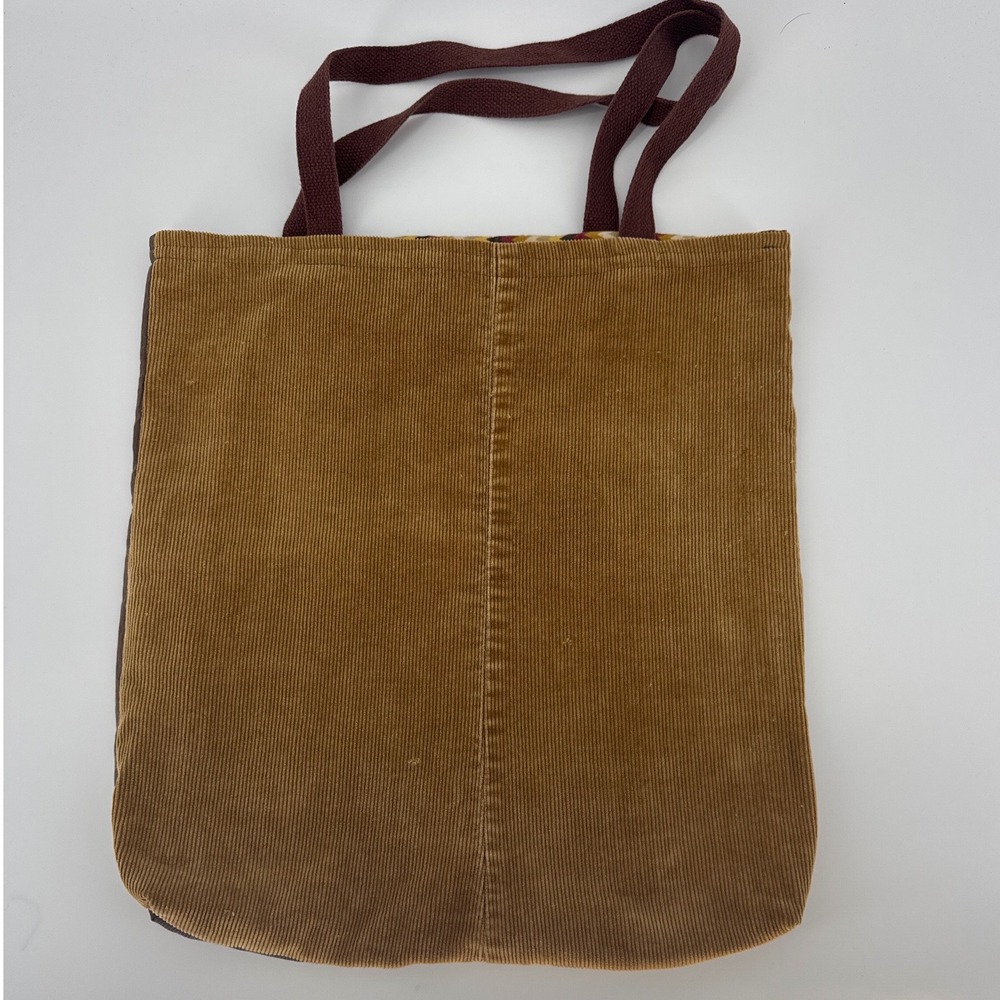 Jbirdstitch Women Tote Bag Brown Corduroy Southwestern Patchwork Boho Handcraft